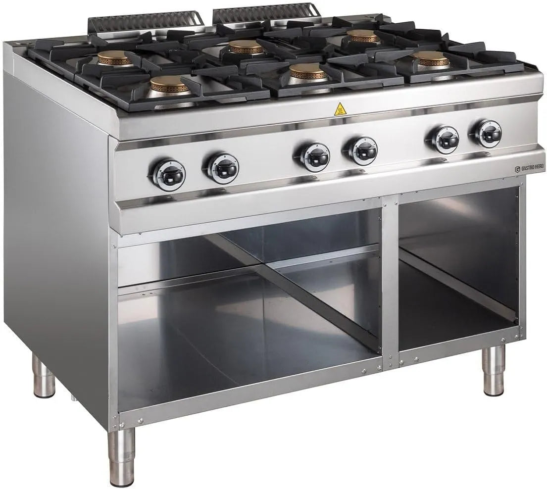 Modell D77G6AxL, Edelstahl D77G6AxL, GastroHero Gasherd, 6 Brenner, offener Unterbau