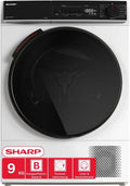 Sharp KD-WNHB9S9GWB-DE Wäschetrockner, 9 kg, WLAN, LED-Beleuchtung, Edelstahl, Weiß, 30 Min, 15 Trockenprogramme, EEK B, WiFi