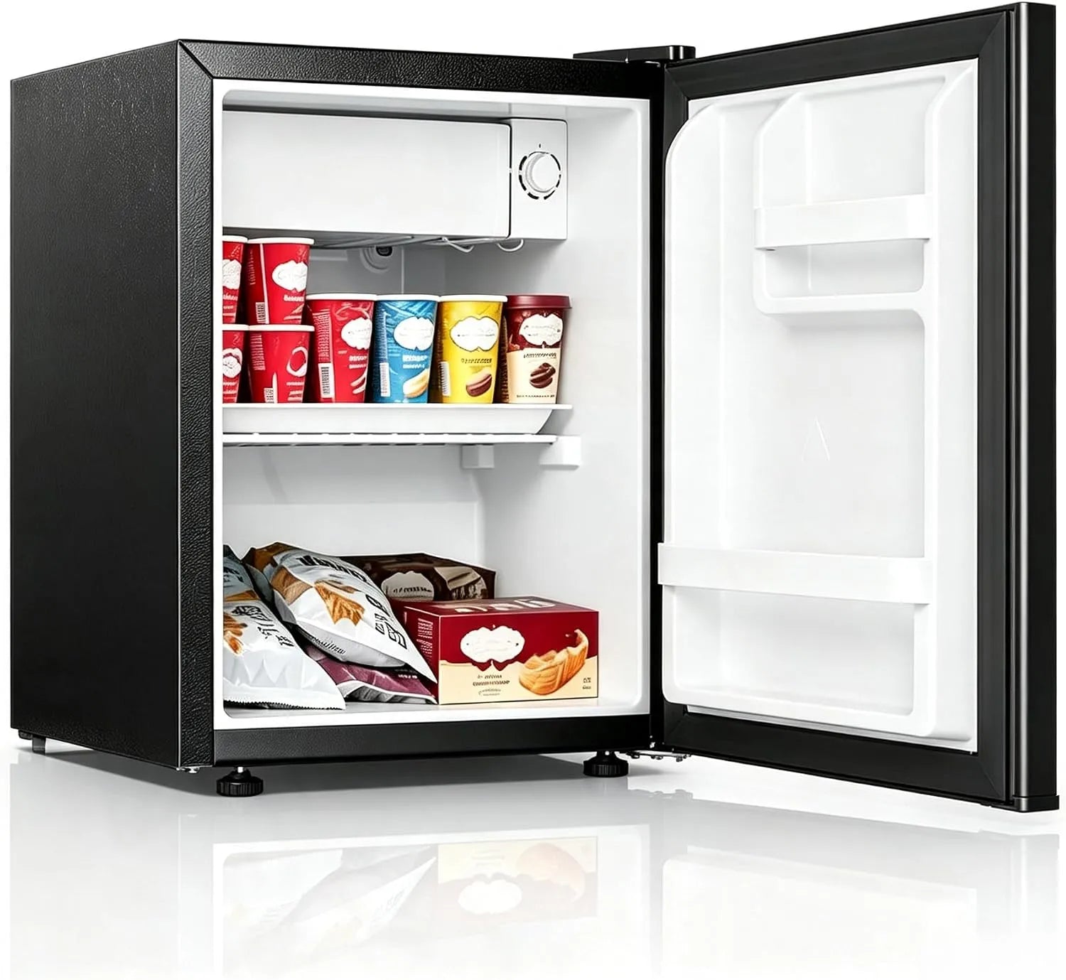 Kühlschrank, 45 L, 0 bis 18 °C, 41 dB, leise, Verstellbare Füße, 5 Temperaturstufen, Kompakt, Gemüseschublade, für Zimmer & Büro