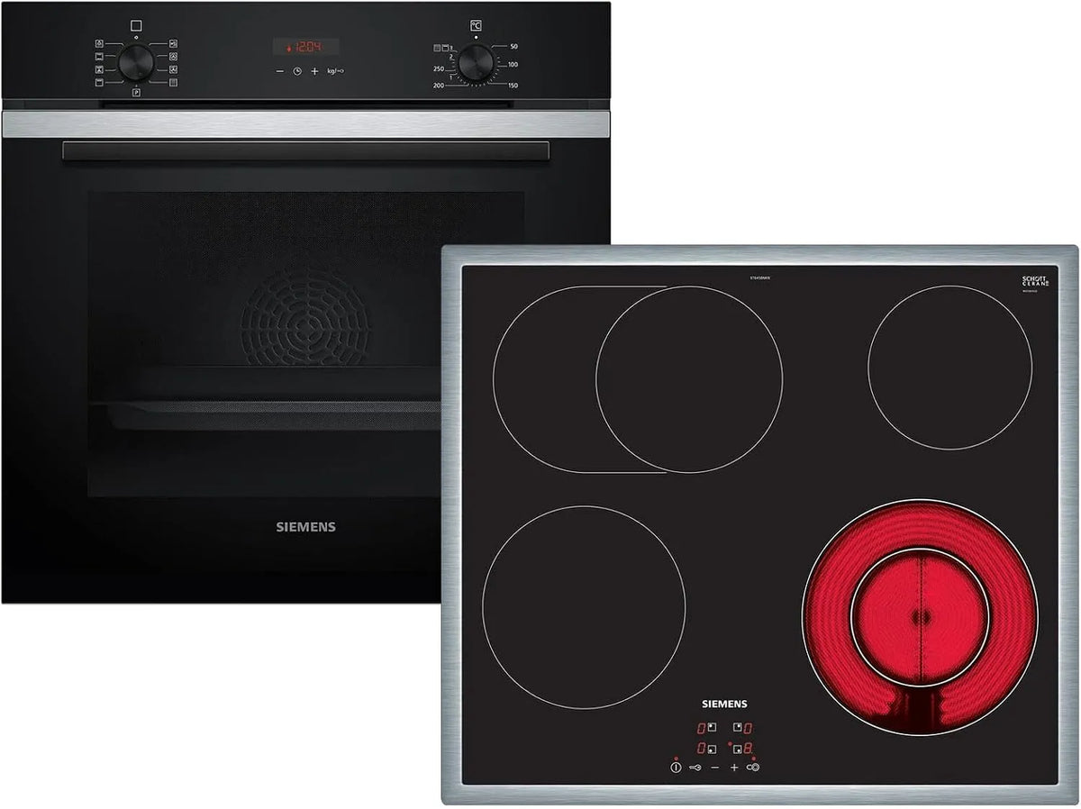 Siemens PQ212KA02Z HB273ABS3 Glaskeramikkochfeld, Edelstahl, Siemens Set PQ212KA02Z Pyrolyse Backofen Edelstahl HB273ABS3 + Glaskeramikkochfeld