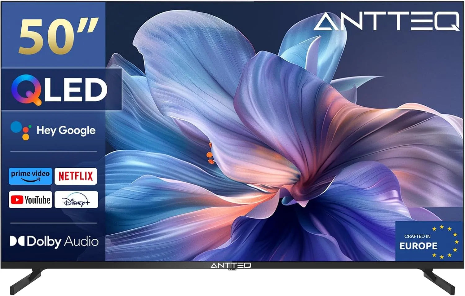 Smart TV Q50-AGU1.Q1 GHz, 50 Zoll, Fernseher, 4K UHD, QLED, HDR, Triple-Tuner DVB-T2, S2, WLAN, Bluetooth, Android OS, 000+ Apps, App Store, WLAN 2.4