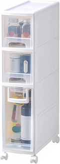 Modell 3-stufige, weiße 3-stufige Schubladen für kleine Ecken, praktischer Küchen- und Badezimmerschrank neben Fr, Smart Home, schmaler Rollwagen