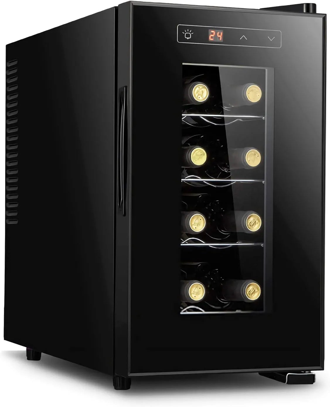 Weinkühlschrank, 8 Flaschen, Weinkühler, Glas, freistehend, thermoelektrische Flüsterkühlung für Home-Bar und Küche