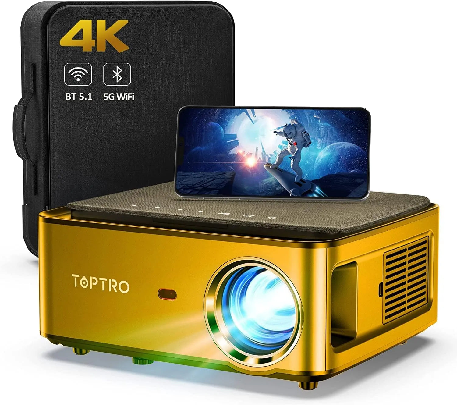 Smart TV 1080P Stick, USB/PS5, 9500 L, Fernseher, tragbar, WLAN, Bluetooth, Android OS, Full HD, 9500L Portable Projector, TOPTRO Mini Projector