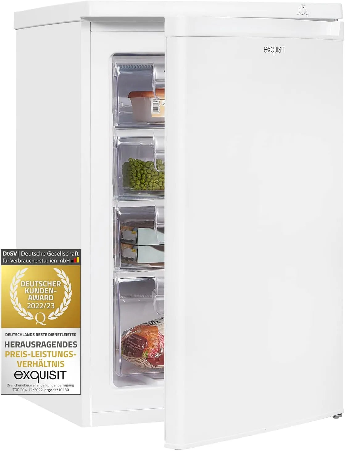 Exquisit GS12-040E Gefrierschrank, 91 L, Gefrierfach, Tiefkühlschrank, Weiß