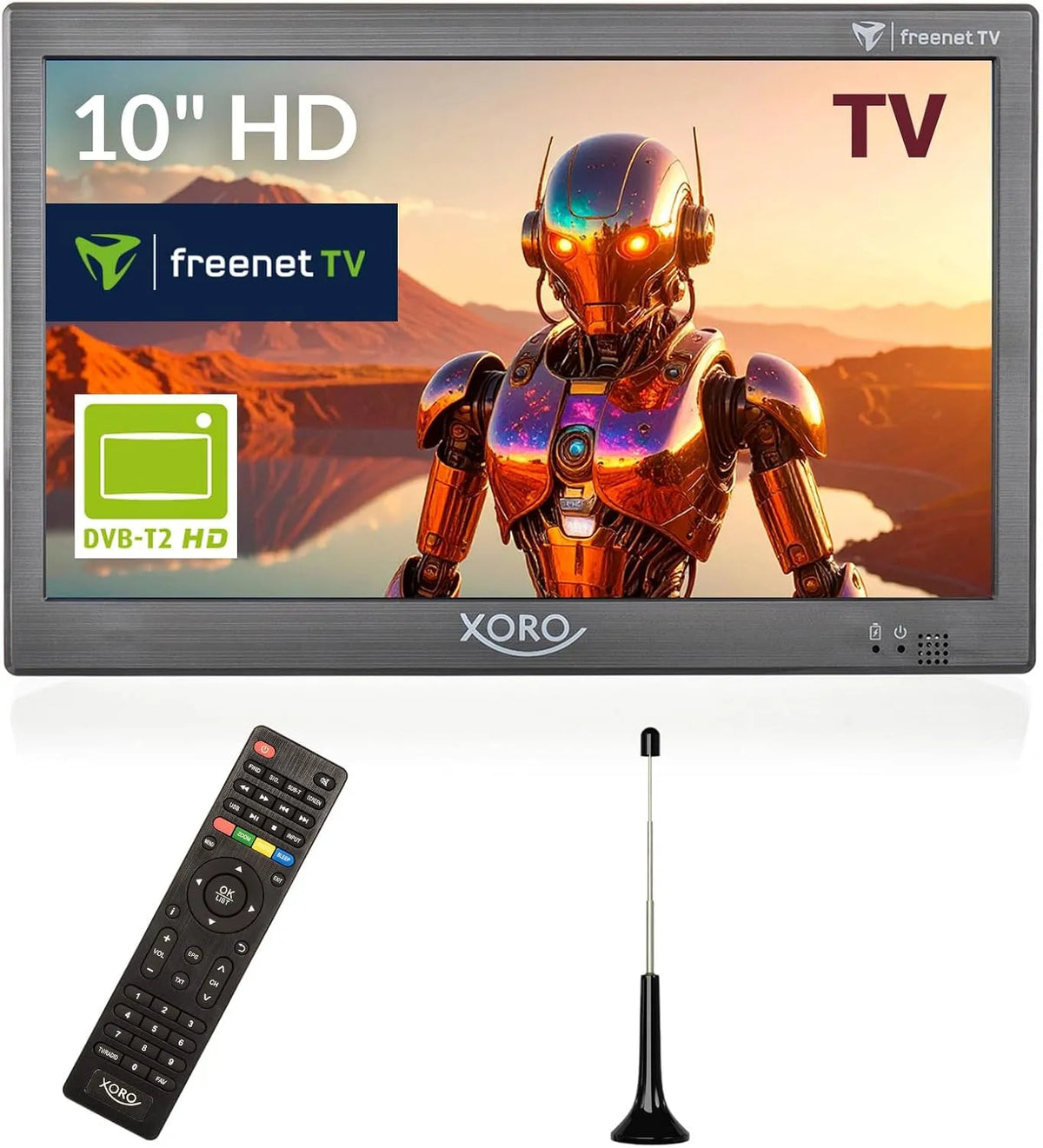 Smart TV 12, 24V, 10.1 Zoll, 24 V, Fernseher, tragbar, Grau, xoro PTL 1050 V2, inkl. 6 Monate freenet TV Guthaben, 24V Betrieb
