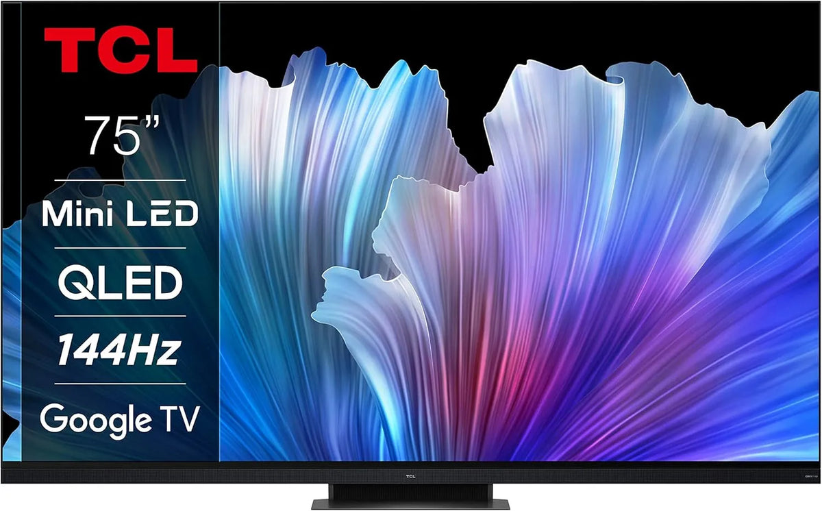 Google 75C935 2500nits Smart TV, 75 Zoll, 144 Hz, Fernseher, 4K UHD, QLED, HDR, 2 ONKYO Soundbar, Dolby Vision & Atmos, 120Hz Motion Clarity