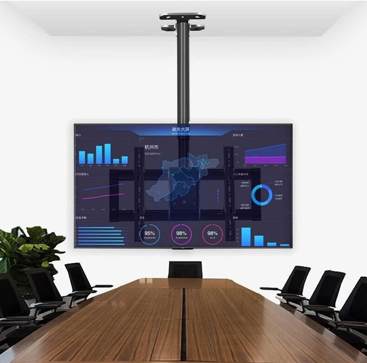 Smart TV, 90 Zoll, Fernseher, Wandmontage, Schwarz, 360 Grad schwenkbare Dach-Deckenhalterung, für 26-70 Zoll Fernsehe, Wandhalterung passend für