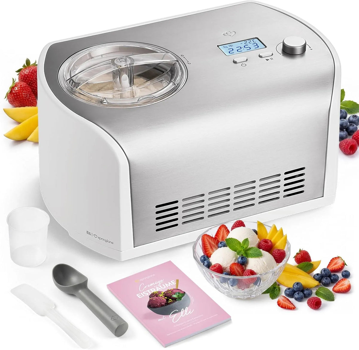 Produkt 2 L, SPRINGLANE Elli Eismaschine 1, 135 W Kompressor, Edelstahl