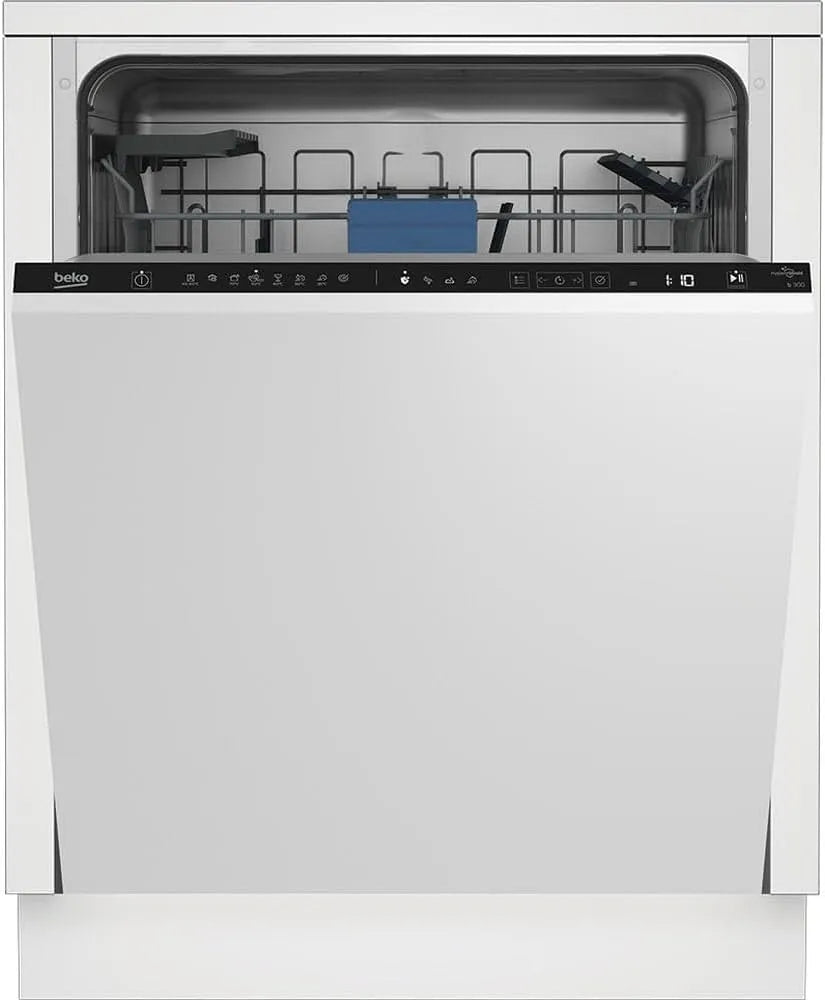 Beko Geschirrspüler, 60 cm, 8 Programme, Energieklasse C, Edelstahl, Schwarz, Vollständig versenkbar, 44 dBA, 14 Gedecke, LEDSpot, Schnellwasch