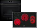 Siemens PQ225EA00Z HB271ABB3 Glaskeramikkochfeld, autark, Edelstahl, Schwarz, Siemens Set PQ225EA00Z Pyrolyse Backofen Deep black inox HB271ABB3 +