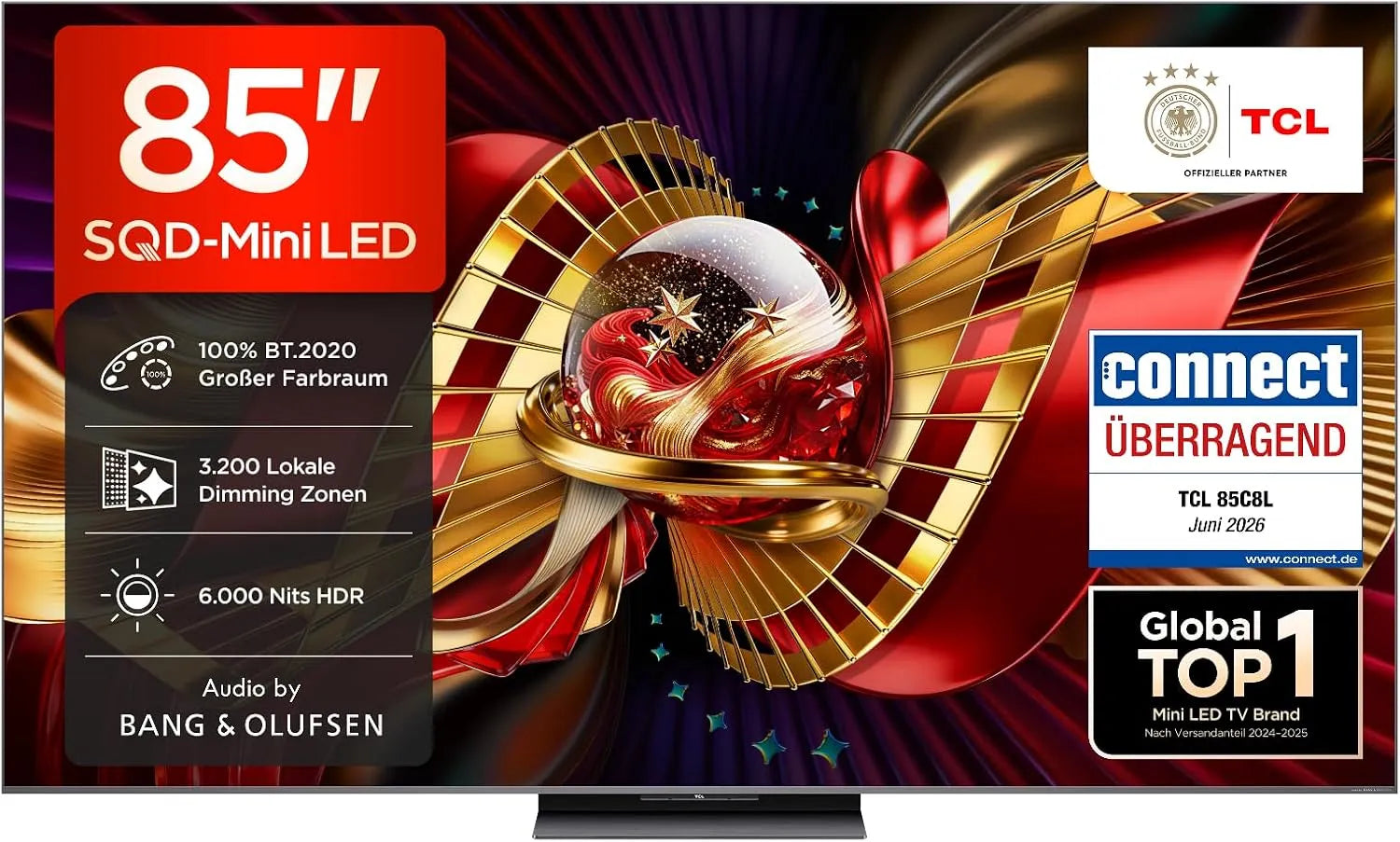 Google 85C8L Smart TV, 85 Zoll, Fernseher, 4K UHD, HDR, HDR10+, TCL 85C8L SQD-Mini LED 85 Zoll Fernseher