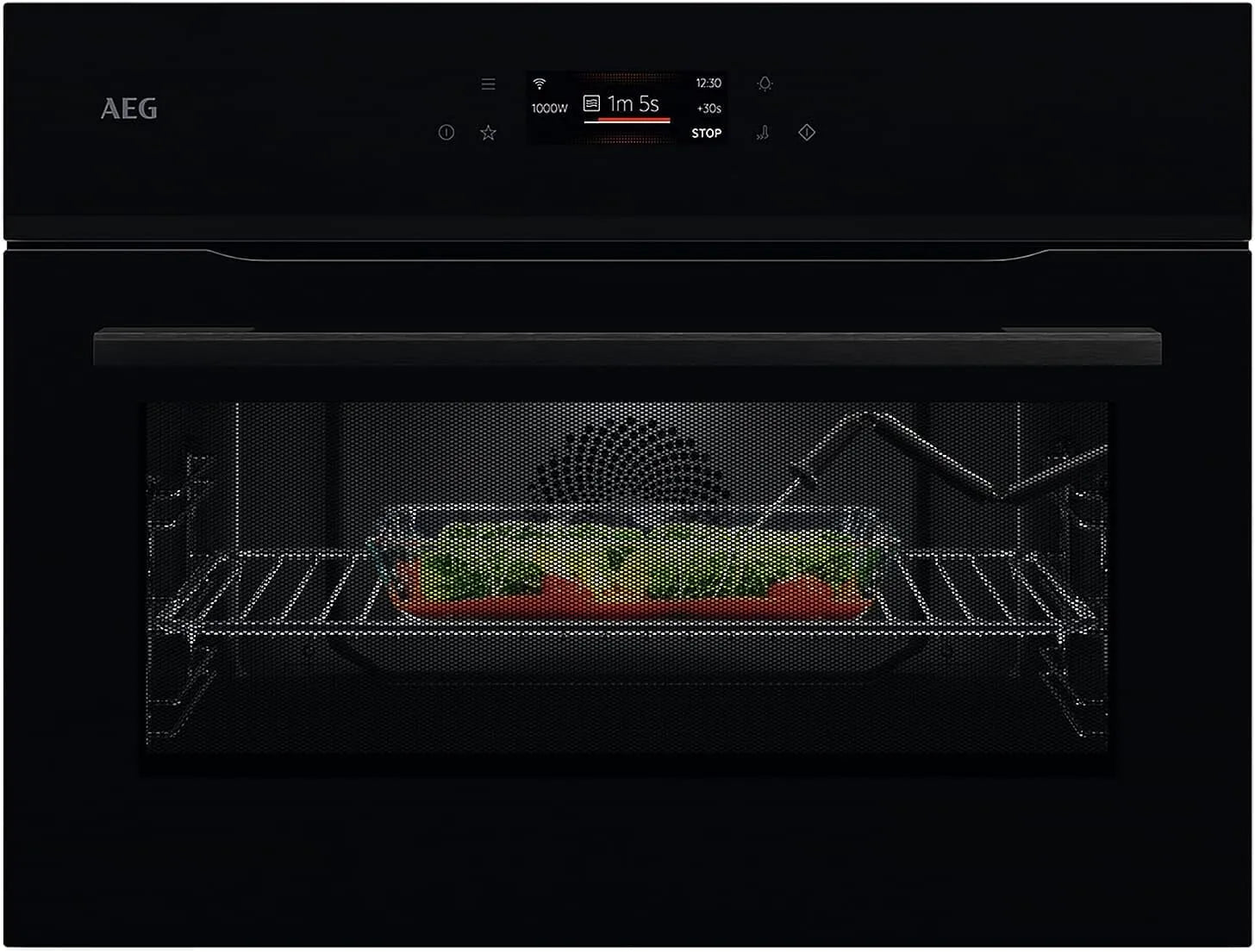 AEG NKK8N621B Mikrowelle, Mikrowellenofen, Schwarz, AEG NKK8N621B MealAssist Kompaktbackofen mit Mikrowelle Schwarz