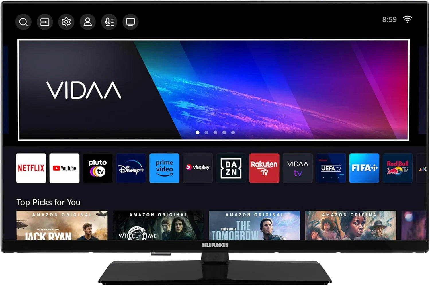 Smart TV, 32 Zoll, Fernseher, TELEFUNKEN xH32VP750M, HDR, Schwarz, Triple-Tuner, 2024, HD-Ready, VIDAA, LED TV