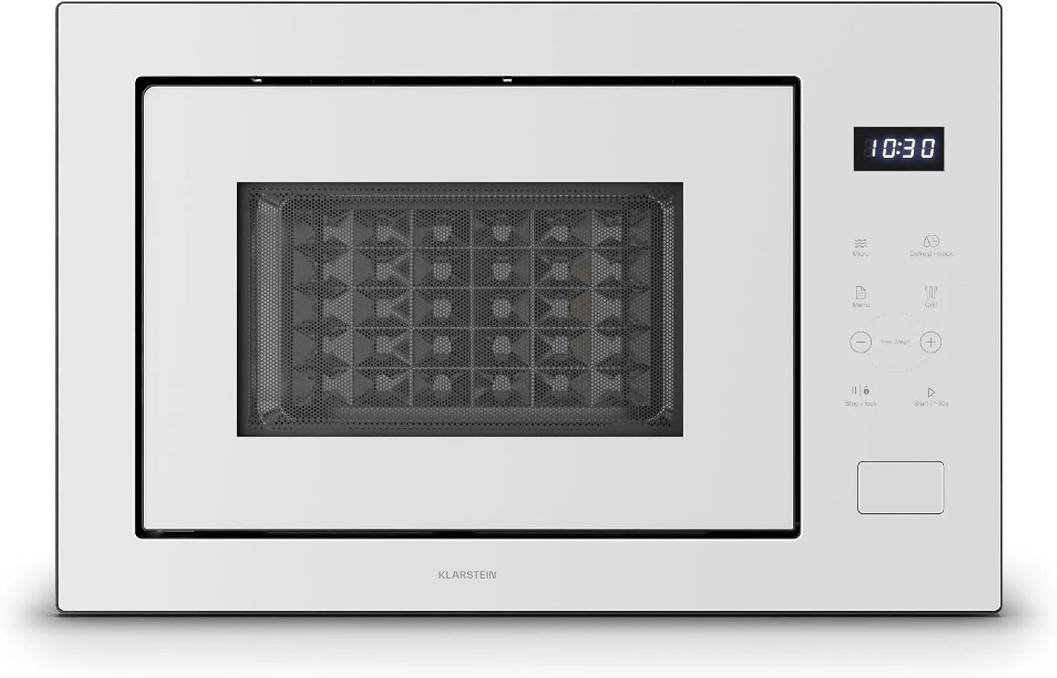 Klarstein Mikrowelle, 60 cm, 25 L, 850/1200 W, 8 Programme, Grill, Touch-Bedienung, Einbau, Timer, Edelstahl, Mikrowellenofen, Weiß, 850W Mikrowelle &