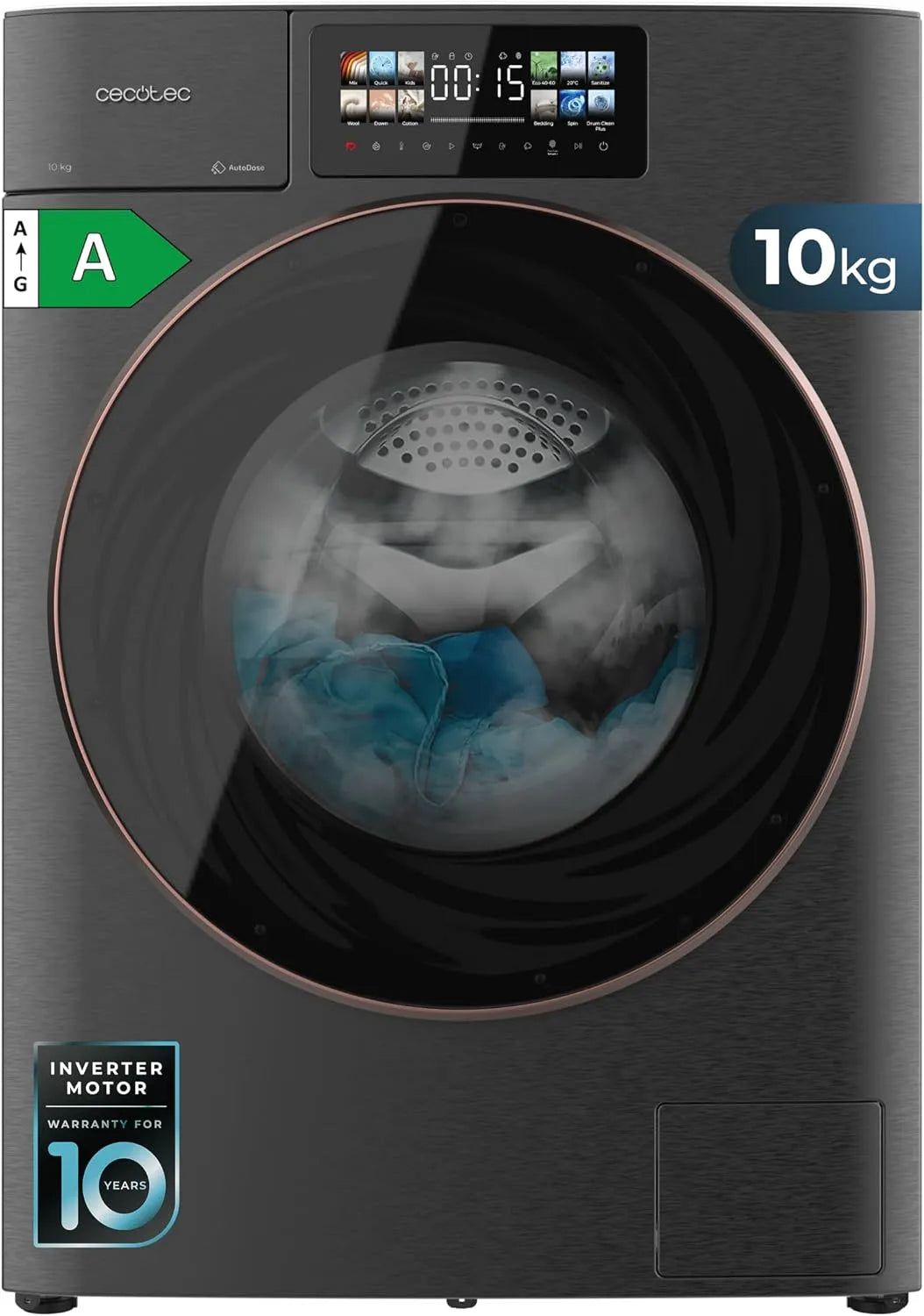 Cecotec Bolero Wash Waschtrockner, Waschmaschine, Trockner, 3D-Optik, Inverter