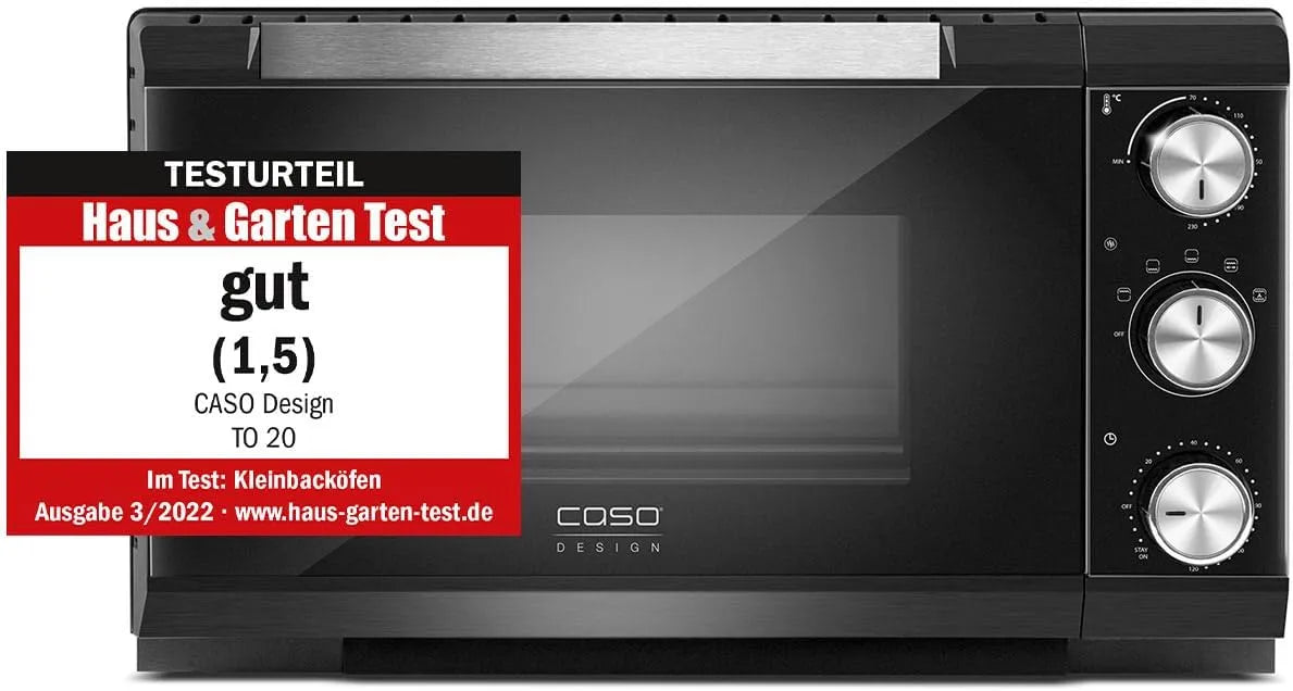 Caso Backofen, 70 bis 230 °C, Timer, 2 Temperaturzonen, Stufenlose Temperatur 70-230 °C, TO 20