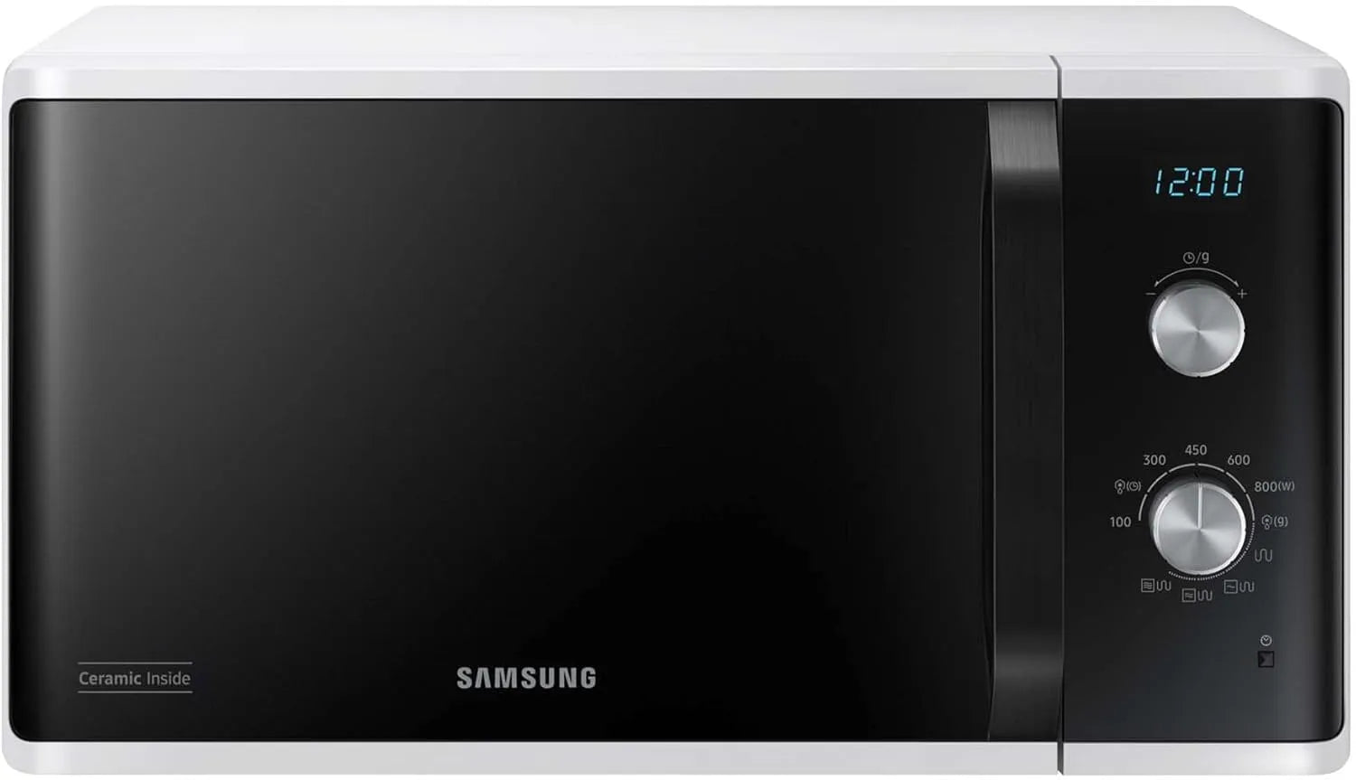 Samsung MG23K3614AW/EG Mikrowelle, 23 L, 800 W, Grill, Mikrowellenofen, Weiß, Kratzfester Keramik-Emaille-Innenraum