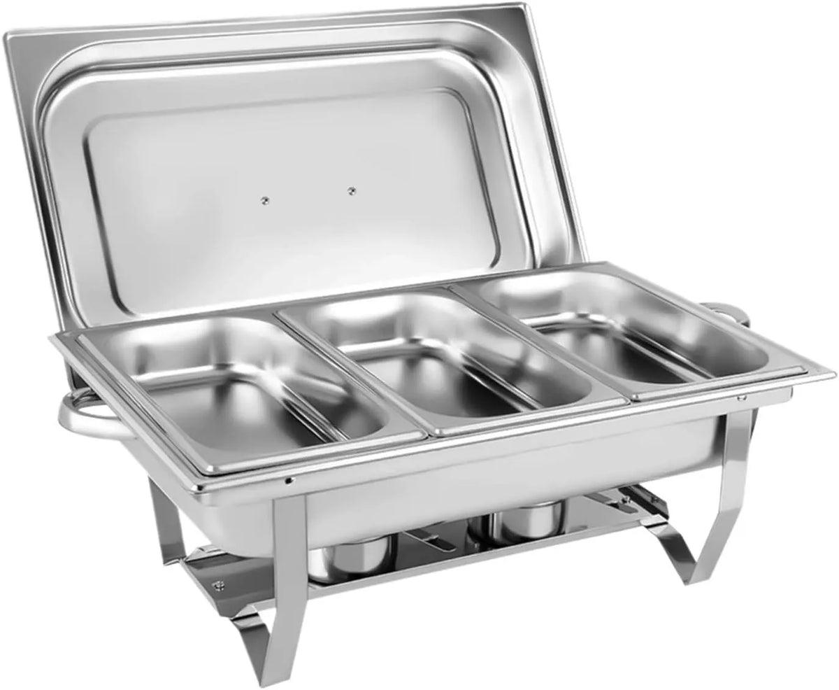 Chafing Dish Warmhaltebehälter, 9 L, Warmhaltefunktion, Gastronomie, Edelstahl, Chafing Dish-Behälter Mit 3 Gittern, Catering, Buffet