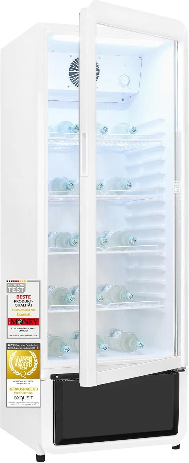Exquisit Kühlschrank, 240 L, Glas, Exquisit Getränkekühlschrank 240 l - Glastürkühlschrank mit LED & Umluft