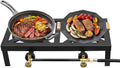 Campingkocher 0-10Psi, tragbar, Gusseisen, Doppelbrenner Campingkocher, Kocher mit Reglerschlauch & unabhängigen Steuerungen für BBQ, Kochen im Freien