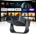 Smart TV Autofokus, 6D 1080P, Fernseher, 4K UHD, HDMI, tragbar, Outdoor, WLAN, Bluetooth, Full HD, 330° Drehbar】Mini Beamer 4K mit Autofokus, Live TV