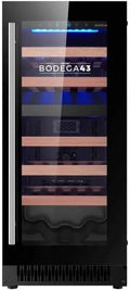Weinkühlschrank BODEGA43-28, 74 L, 28 Flaschen, 39 dB, Glas, schmal, Einbau, freistehend, leise, 2 Zonen, 5 Regaleinschübe, 74 Liter, Geräuscharm