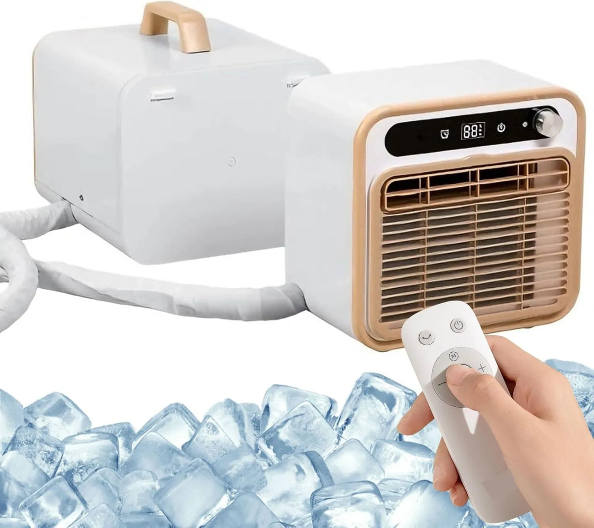 Klimaanlage 12-Stunden-Timer 130m3, 130 m3/h, tragbar, Luftstrom 2m, Split-Klimaanlage mit flexiblem Verbindungsschlauch und 12-Stunden-Timer für die