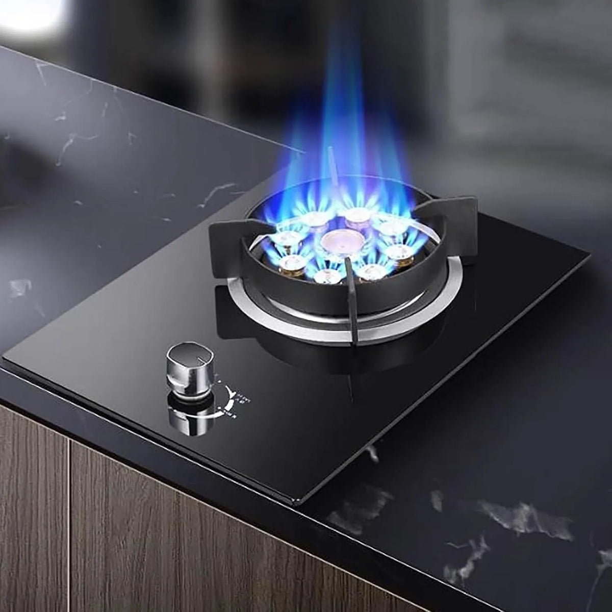 Gaskochfeld, tragbar, Gaskocher, 2 KW Gasherd Aus Gehärtetem Glas, Gasherde Mit Einstellbarer Flammengröße, Tisch- Und Unterputz-Gasherde Mit Hoher