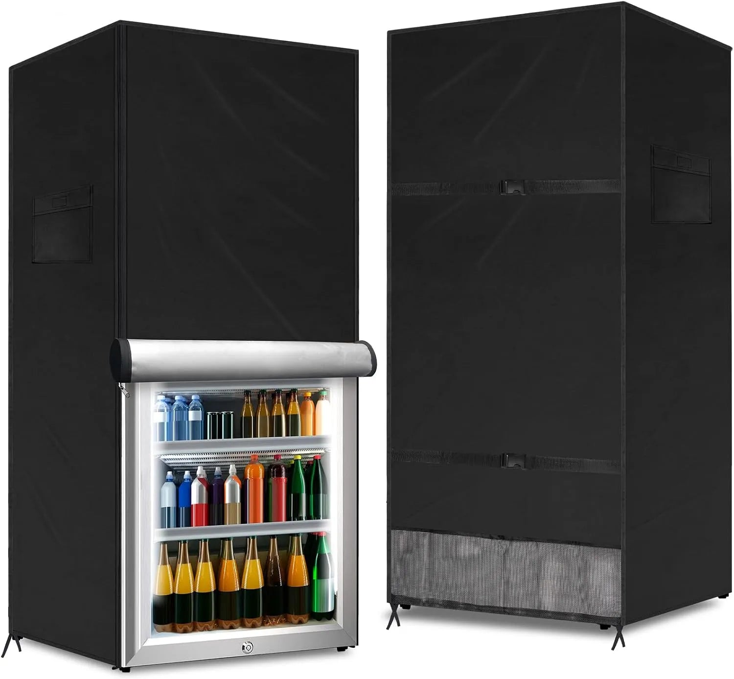 Gefrierschrank, 58, 4 x 58, 4 x 142, 2 cm, Outdoor, Gefrierfach, Tiefkühlschrank, Schwarz, staubdicht, schützt vertikale Gefrierschränke
