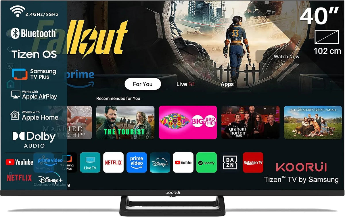 Smart TV, 40 Zoll, Fernseher, KOORUI K40Q1F-T8M, Tizen OS, 100 cm, Smart TV Powered by Tizen