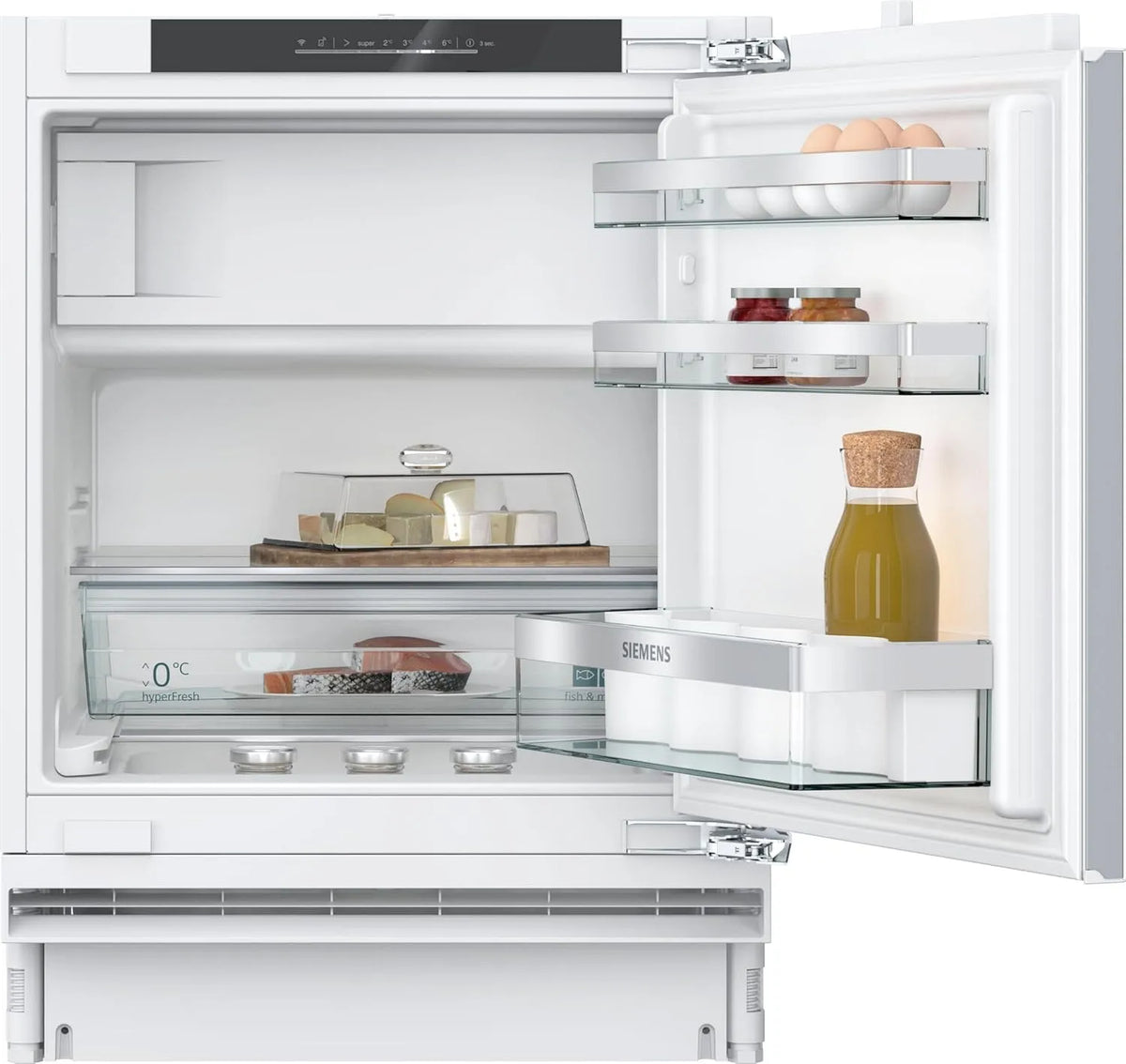 Siemens iQ500 KU22LADD0 Kühlschrank, 110 L, 82 x 60 cm, 35 dB, Gefrierfach, leise, hyperFresh Schublade, Flaschenhalter, softClose Flachscharnier mit