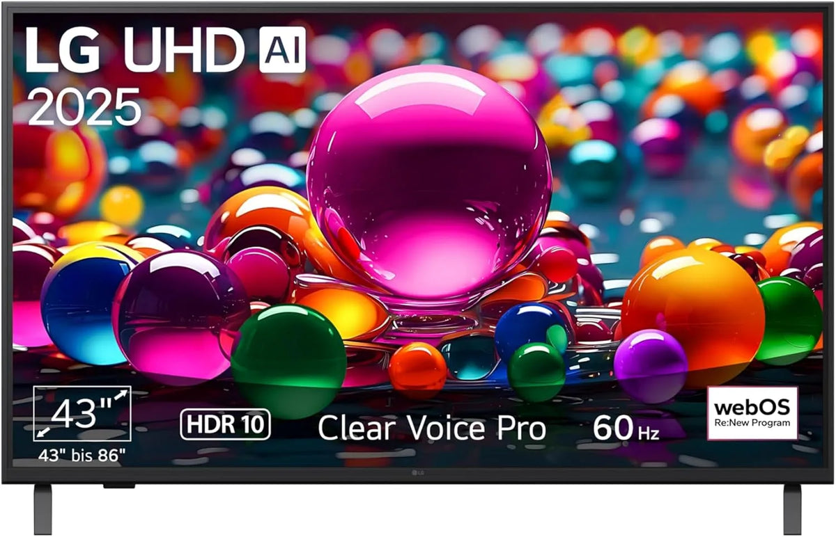 LG 43UA75006LA Gen8 Smart TV, 43 Zoll, 60 Hz, Fernseher, 4K UHD, webOS, Modelljahr 2025, α7 4K AI Prozessor, 109 cm, webOS 25, 60Hz