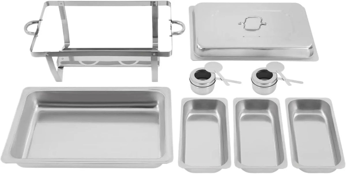 Chafing Dish Warmhaltebehälter, 5 L, gewerblich, Gastronomie, Edelstahl, 3 Fächer, Rechteckiger Buffet-Chafer-Wärmer for Party-Catering-Bankett Gute