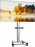 TV-Möbel, 75 Zoll, Transportrollen, USB, Schwarz, Höhe 211cm, USB-Ports, Proton 500 mobiler TV Ständer mit Rollen, Ablage, Steckdosen