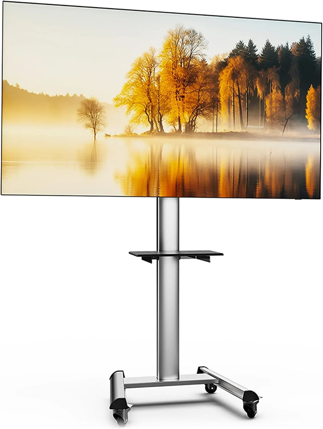 TV-Möbel, 75 Zoll, Transportrollen, USB, Schwarz, Höhe 211cm, USB-Ports, Proton 500 mobiler TV Ständer mit Rollen, Ablage, Steckdosen