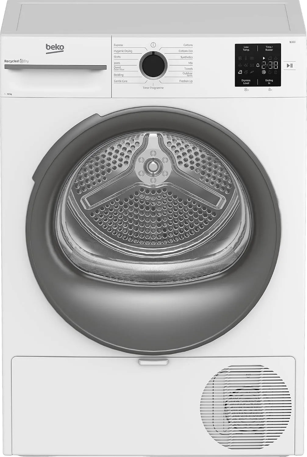 Beko BM3T30210W1 Wäschetrockner, 15 Programme, 10 kg, Hygiene, Weiß, Frontlader Wärmepumpentrockner, kombinierter Filtermechanismus, Knitterschutz