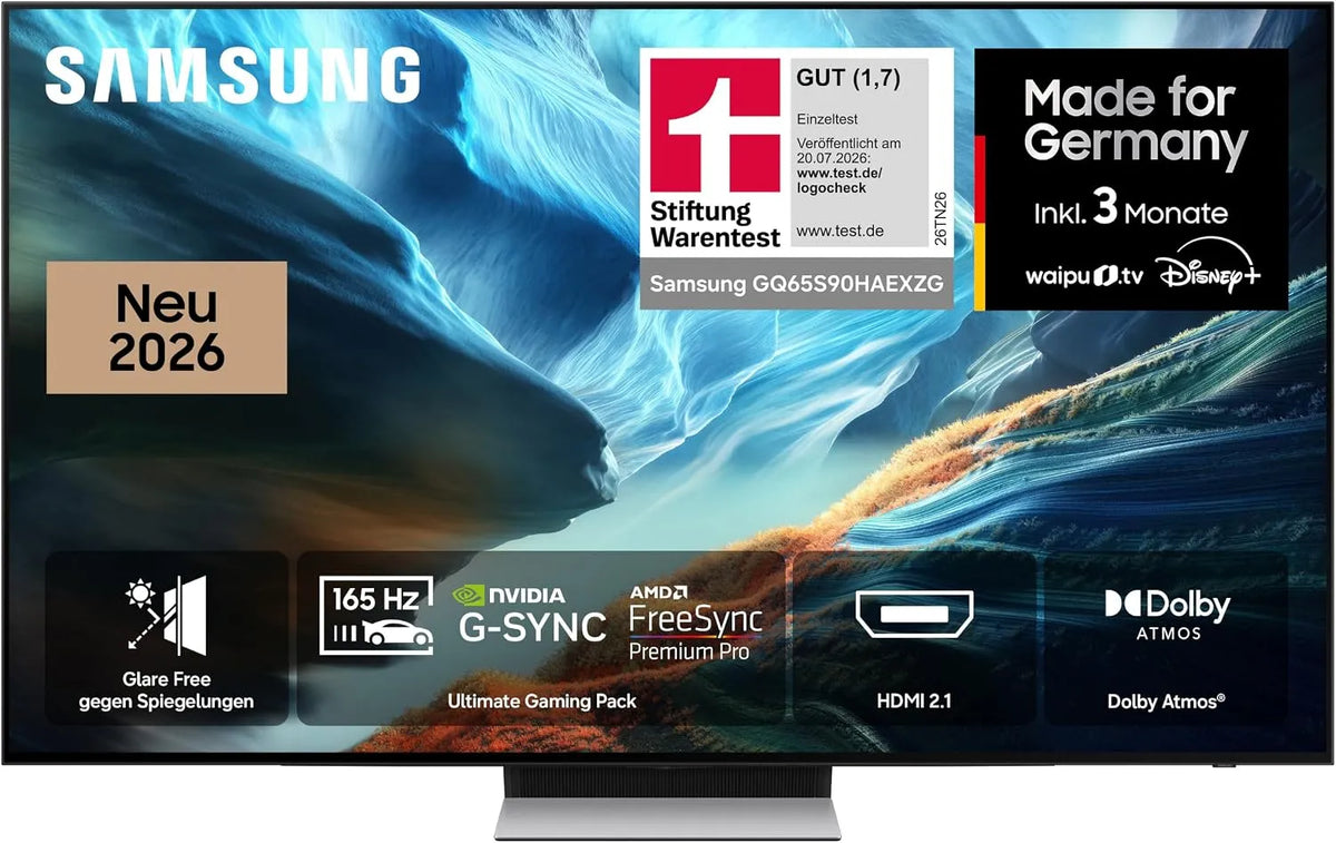 Samsung S90H Smart TV, 65 Zoll, 165 Hz, Fernseher, 4K UHD, OLED, HDR, Dolby Audio, HDMI, NVIDIA G-SYNC & AMD FreeSync Pro, Dolby Atmos, 163 cm