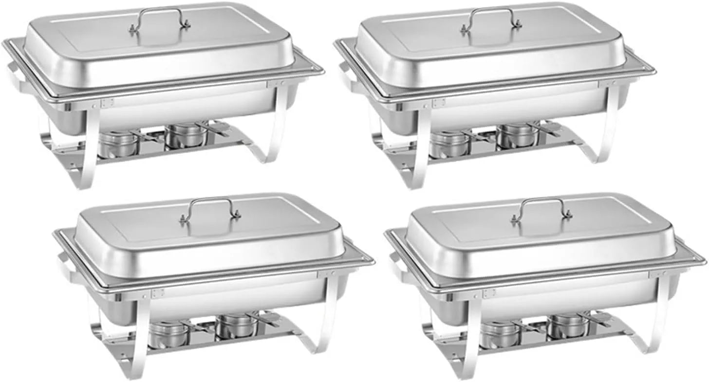 Chafing Dish Warmhaltebehälter 4PCS, Gastronomie, Edelstahl, Speisenwärmer Und Server Gute WäRmespeicherung, Multifunktionaler Speiseherd