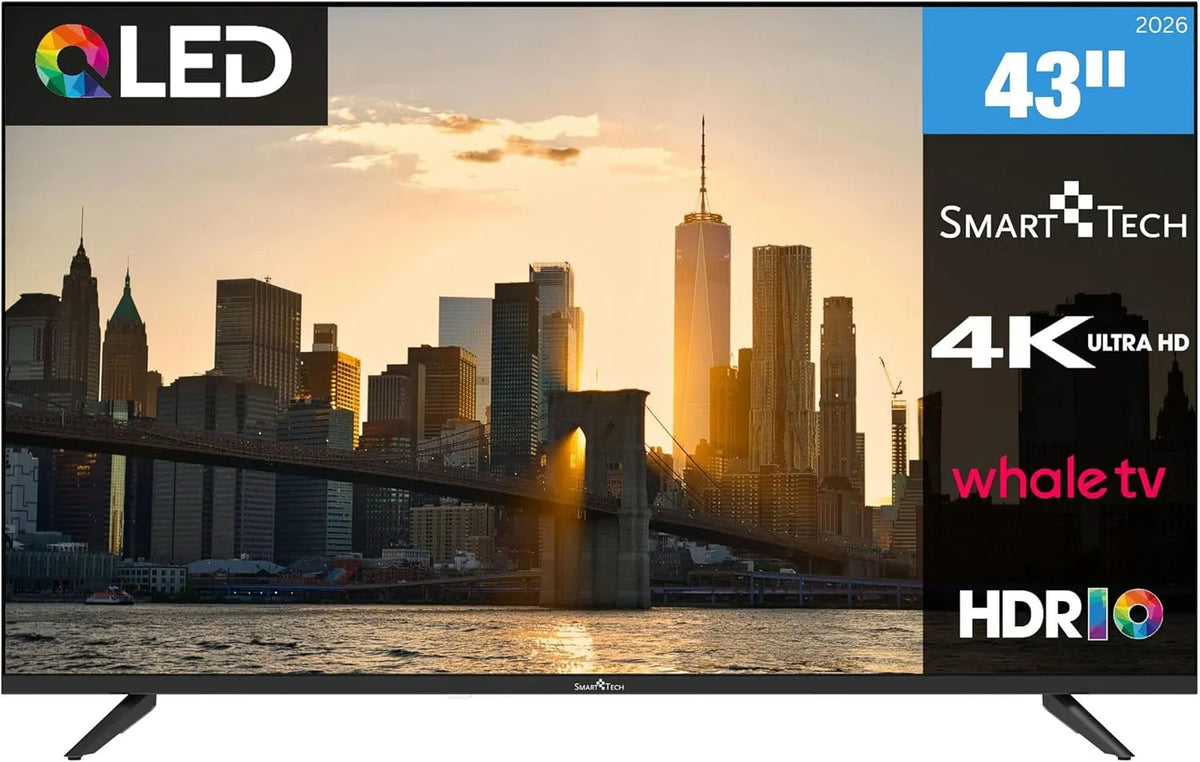 Smart TV 43QH02V, 43 Zoll, Fernseher, 4K UHD, QLED, Smart Tech, 108 cm, YouTube, Netflix, Prime Video, Disney+, Whale TV