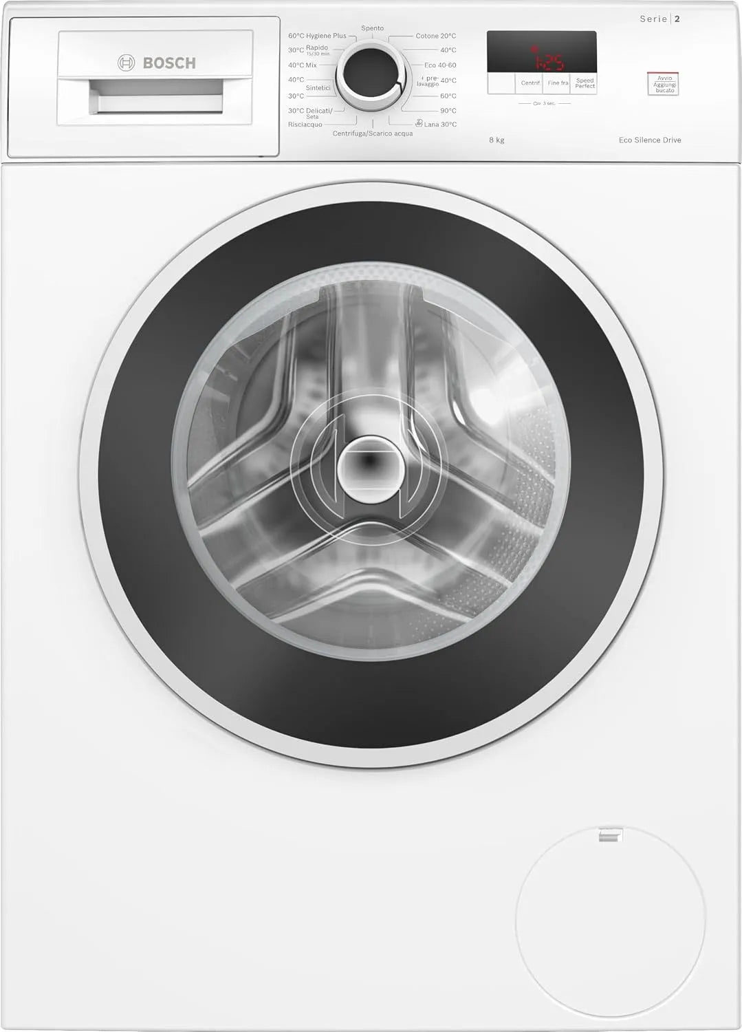 Bosch Serie 2 WGE03200IT Waschmaschine, 60 cm, 8 kg, Hygiene, Weiß, Elettrodomestici WGE03 00IT, Waschmaschine Frontlader, 1200 U/min