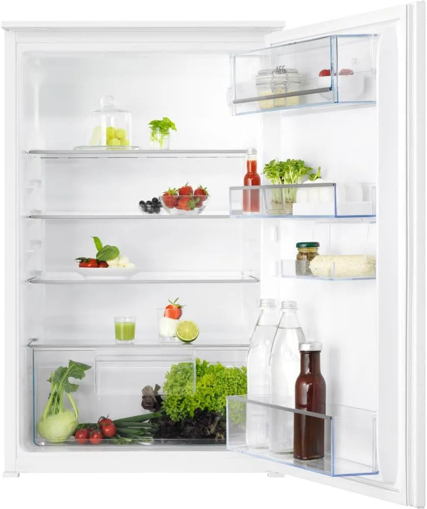 AEG Serie 5000 TSK5O881ES Kühlschrank, 142 L, Einbau, LED-Beleuchtung, Gefrierfach, OptiSpace: 3x vielfach verstellbare Glasablage, 142L, mechanische