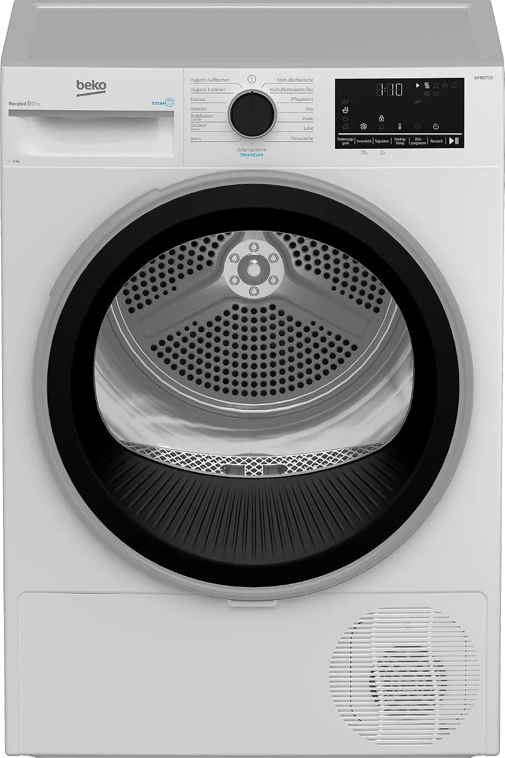 Beko B5T68219 Wäschetrockner, 15 Programme, 8 kg, Weiß, Frontlader Wärmepumpentrockner, Kondenstrockner, Säulenfähig, Aquawave Schontrommel