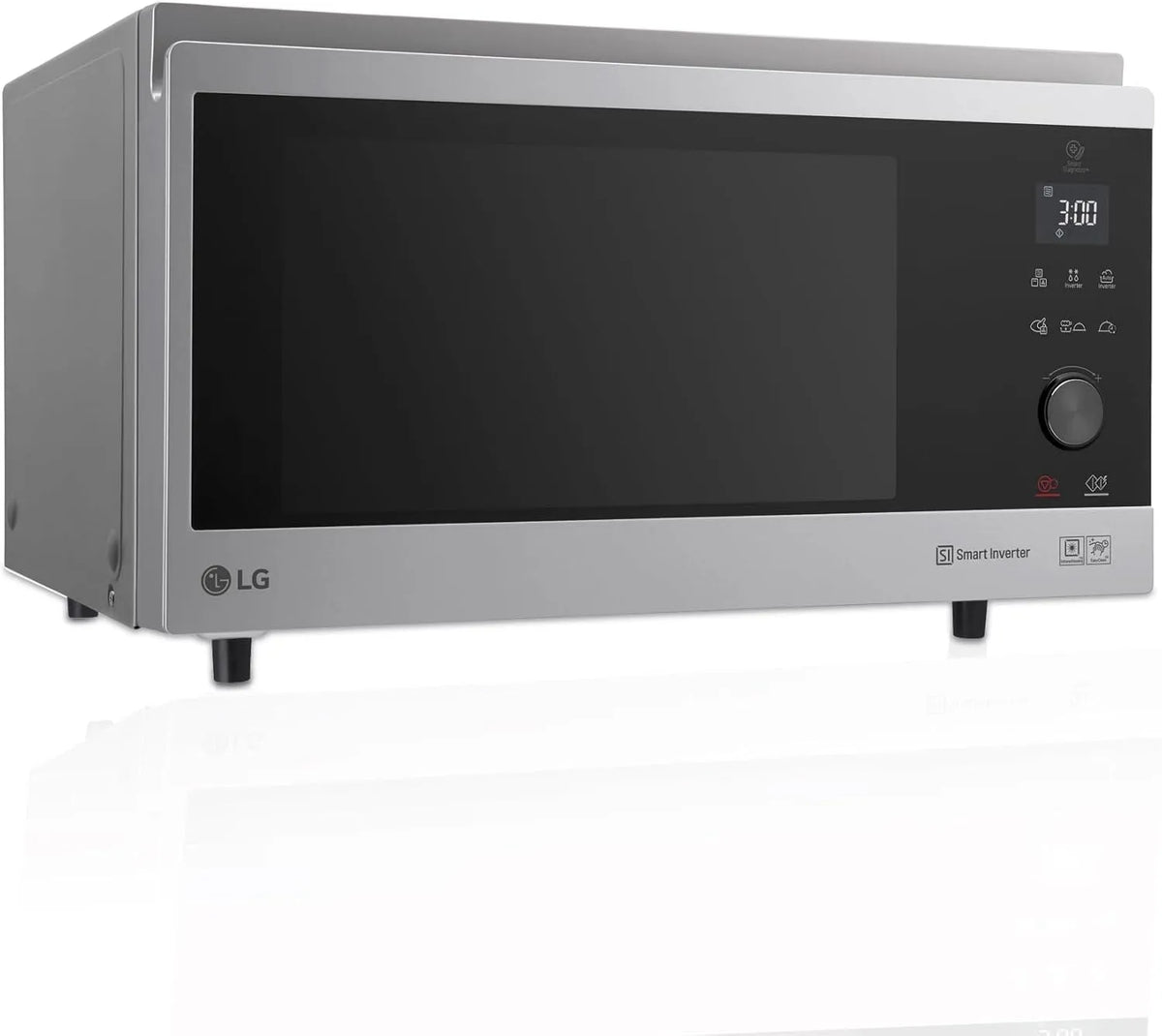 LG MJ3965ACS Mikrowelle, 39 L, 1850/950, 1100 W, Grill, Inverter, Edelstahl, Mikrowellenofen, maximale Leistung Umluft 1850 W