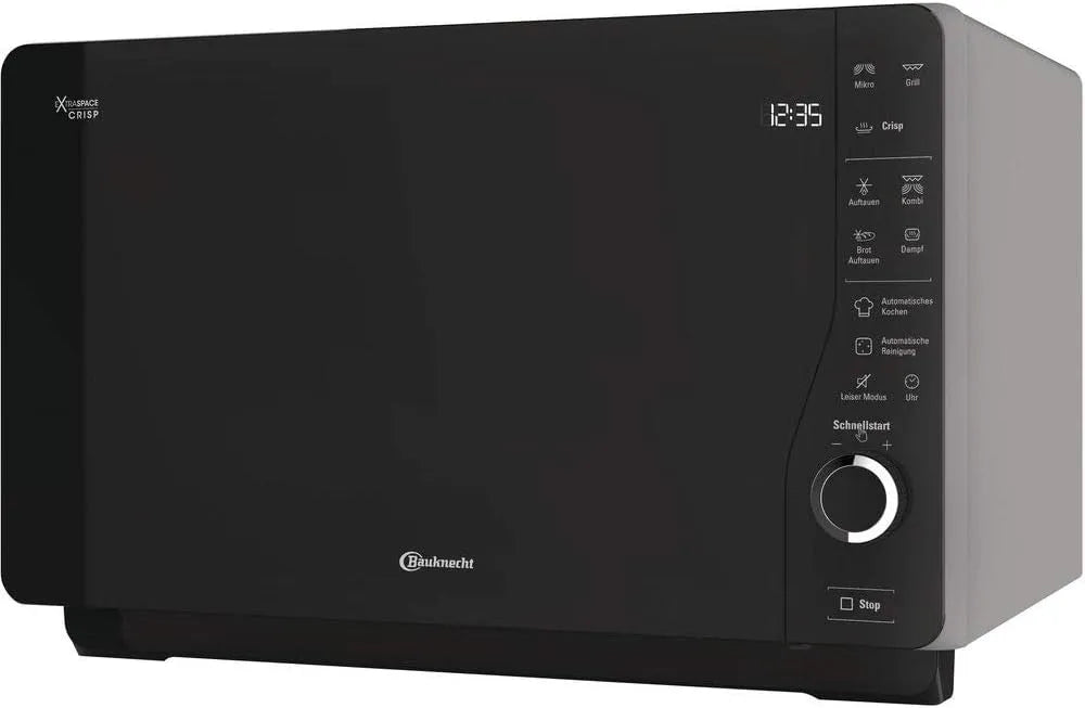 Bauknecht Mikrowelle, 25 L, 800/1000 W, Grill, Dampf, Mikrowellenofen, Silber, 25 L Garraum, Bauknecht ExtraSpace Crisp MW 427 SL, Maximale