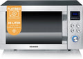 Severin 3-in-1 Mikrowelle, Grill, Edelstahl, Mikrowellenofen, Schwarz, MW 7777, Mikrowelle mit großer Nutzfläche für eckiges Geschirr, Flatbed