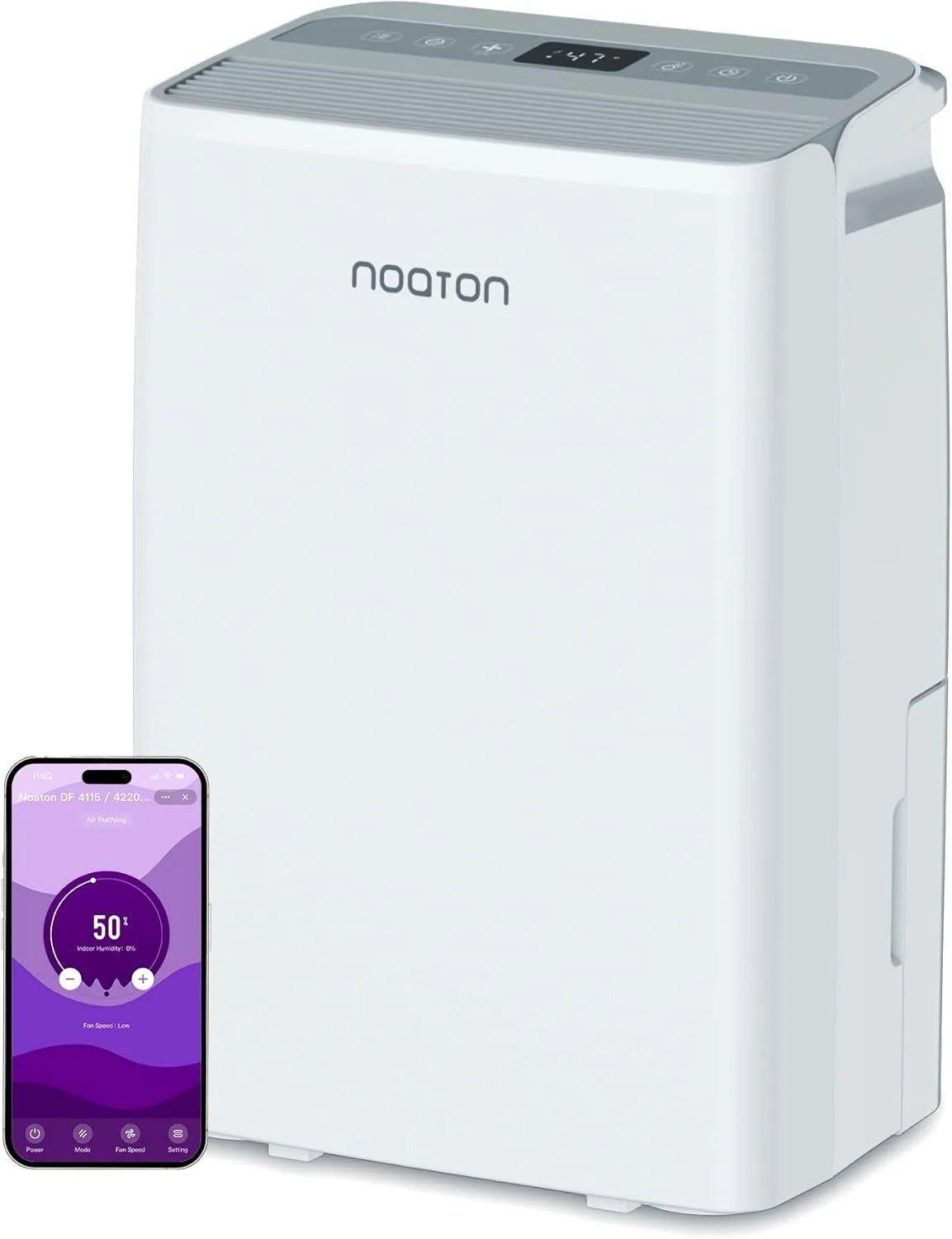 Luftreiniger 15L/24H, 15 L, Timer, WLAN, großer Wassertank, leise, für Raum 50 m2, 3 Jahre Garantie, App, 5 Modi, Noaton® DF 4115 WiFi HEPA Smart