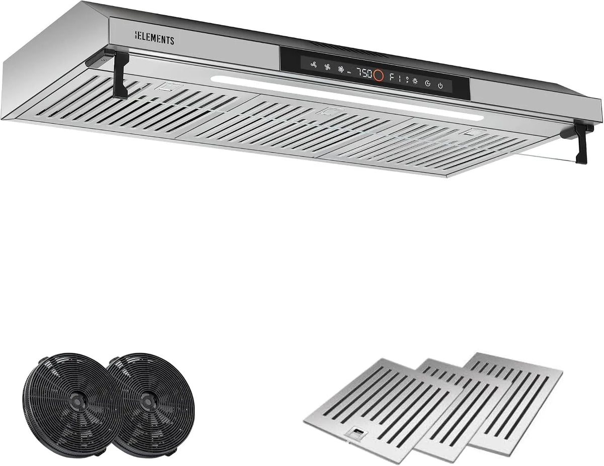 Dunstabzugshaube, 90cm, 650 m3/h, Küchenhaube, Abluft- und Umluftbetrieb, Touch-Bedienung, Multifunktionales Touch Display, Touch-Gestensteuerung