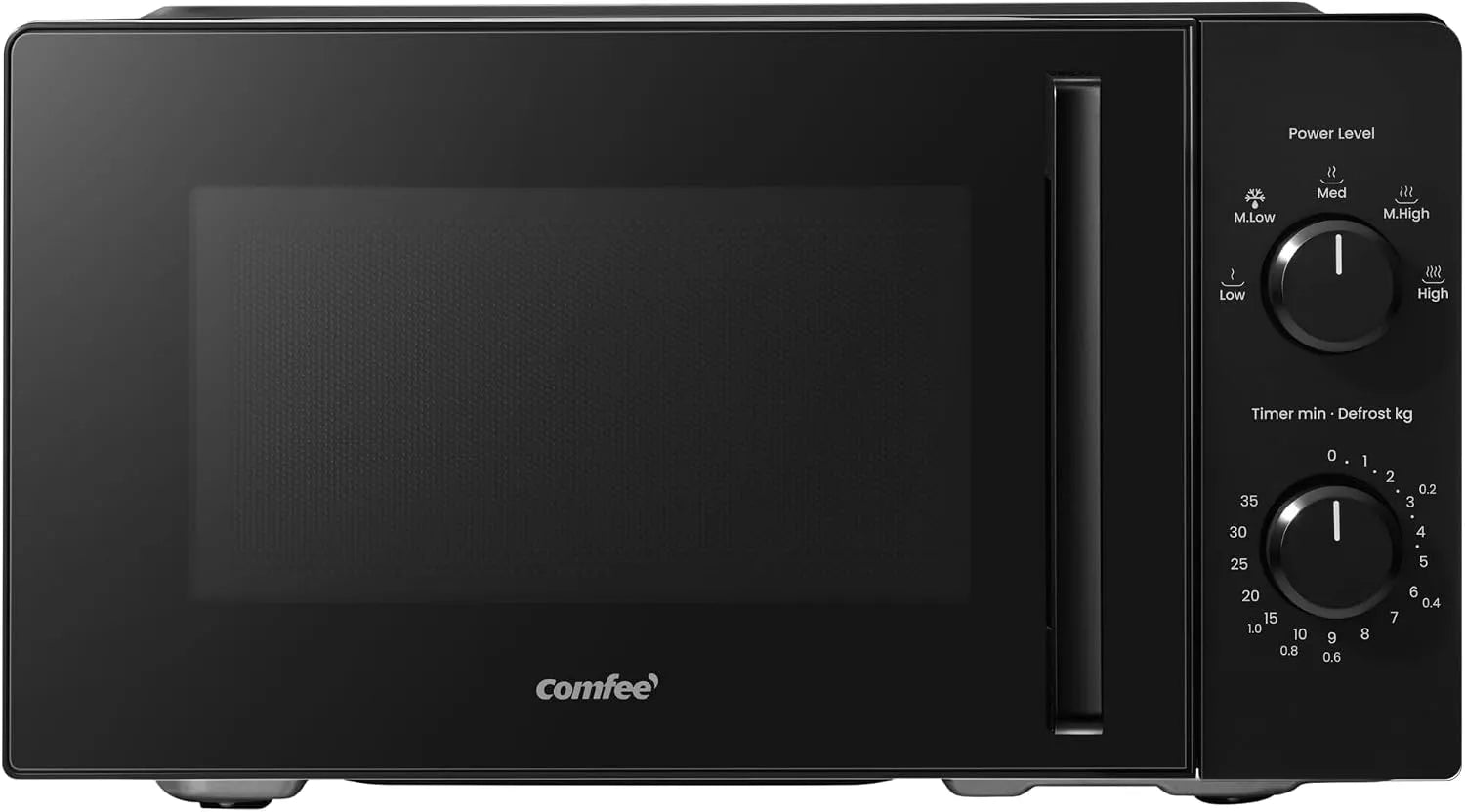 Mikrowelle, 20 L, 700 W, COMFEE' CMO-MM20L2NFPE, Timer, Auftaufunktion, Schwarz, 5 Leistungsstufen, 20 Liter, Schnelles Auftauen, Einfache Reinigung