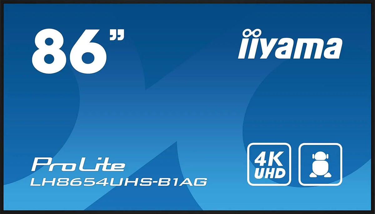 Digital Signage Display, 85, 6 Zoll, Werbedisplay, iiyama LH8654UHS-B1AG USB2.0, WLAN, Android OS, 4K UHD, IPS-Panel, HDMI, digitaler Werbeanzeige